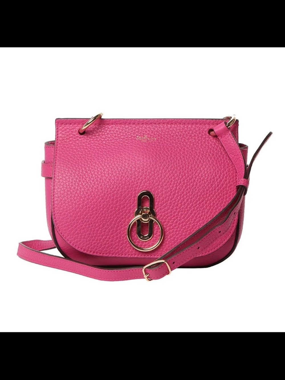 Mulberry Hot Pink Pebbled Leather Crossbody with Gold Hardware